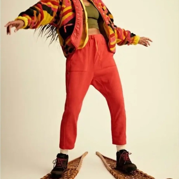 Free People Hit The Slopes Printed Fleece Jackety Sunset Plaid - Picture 3 of 4